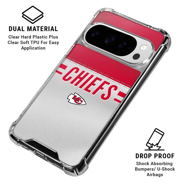 NFL Kansas City Chiefs White Striped Google Pixel 10 Pro Clear Case
