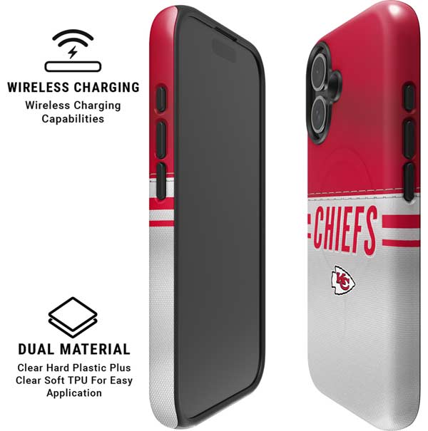 NFL Kansas City Chiefs White Striped iPhone 16 Plus Magsafe Impact Case