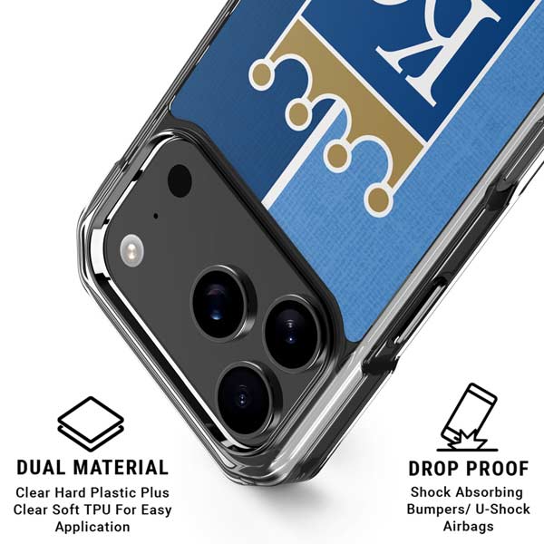 MLB Kansas City Royals Split iPhone 17 Pro Clear Case
