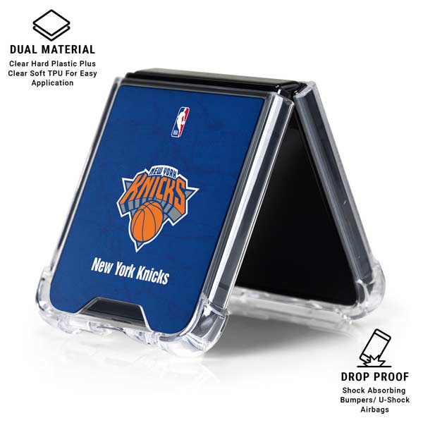 NBA New York Knicks Distressed Galaxy Z Flip7 Clear Case