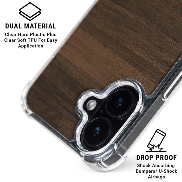 Kona Wood iPhone 16 Plus Clear Case