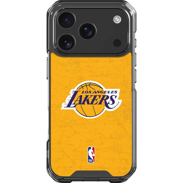 NBA Los Angeles Lakers Distressed iPhone 17 Pro Clear Case NBA Los Angeles Lakers Distressed iPhone 17 Pro Clear Case