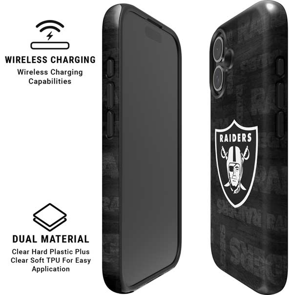 NFL Las Vegas Raiders Black & White iPhone 16 Plus Magsafe Impact Case