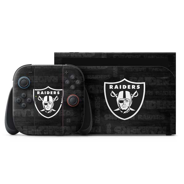 NFL Las Vegas Raiders Black & White Nintendo Skins