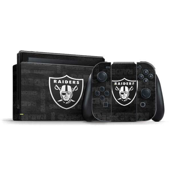 NFL Las Vegas Raiders Black & White Nintendo Skins