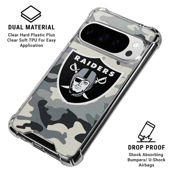 NFL Las Vegas Raiders Camo Google Pixel 10 Pro Clear Case