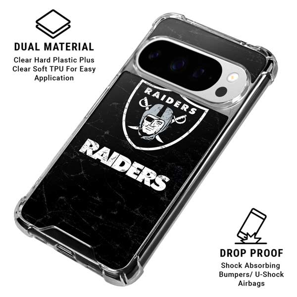 NFL Las Vegas Raiders Distressed Google Pixel 10 Pro Clear Case