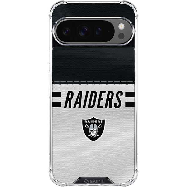 NFL Las Vegas Raiders White Striped Google Pixel 10 Pro XL Clear Case