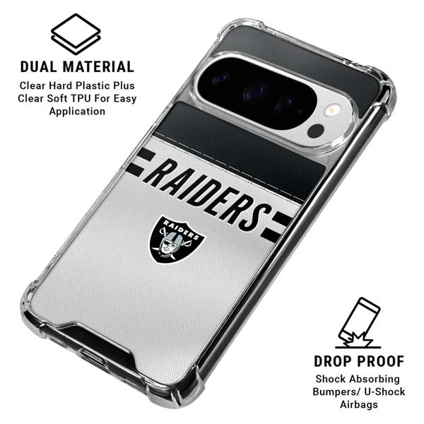NFL Las Vegas Raiders White Striped Google Pixel 10 Pro XL Clear Case