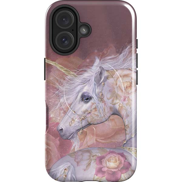Licorne Florale Rose Unicorn by Laurie Prindle iPhone 16 Plus Magsafe Impact Case
