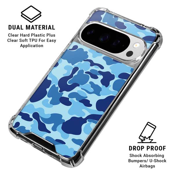 Light Blue Street Camo Google Pixel 10 Pro Clear Case
