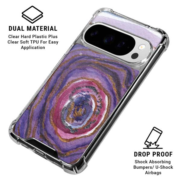 Lilac Watercolor Geode Google Pixel 10 Pro Clear Case