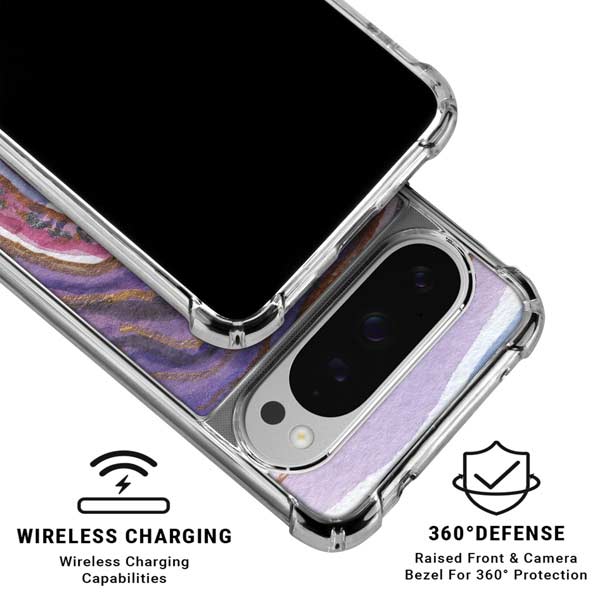 Lilac Watercolor Geode Google Pixel 10 Pro Clear Case
