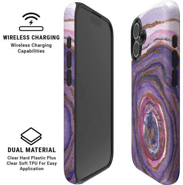 Lilac Watercolor Geode iPhone 16 Plus Magsafe Impact Case