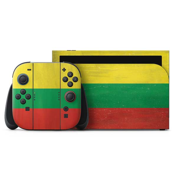 Lithuania Flag Distressed Nintendo Switch 2 (2025) with Joy-Con Skin