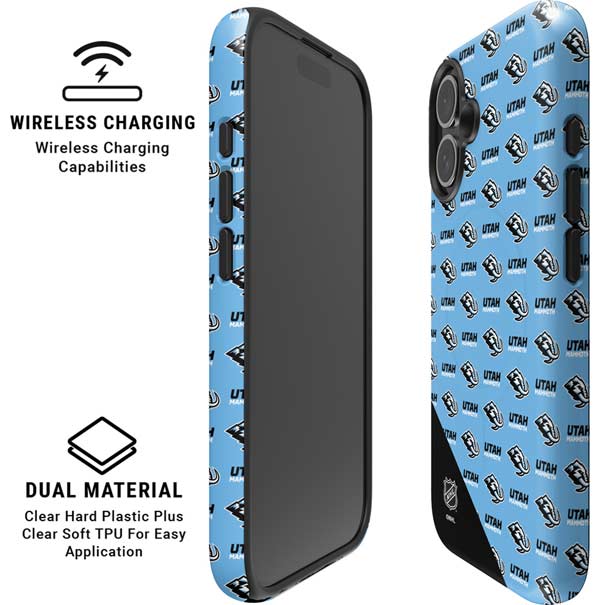 NHL Utah Mammoth Logo Pattern iPhone 16 Plus Magsafe Impact Case