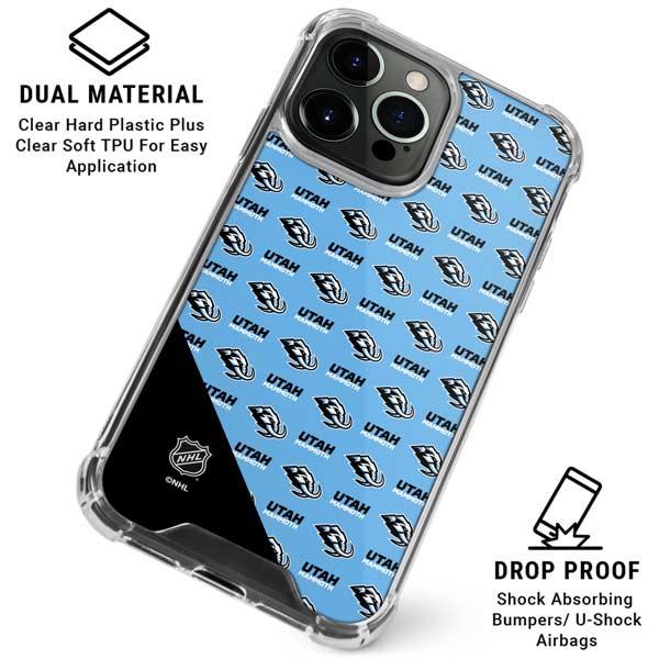 NHL Utah Mammoth Logo Pattern iPhone 16 Pro Max Clear Case