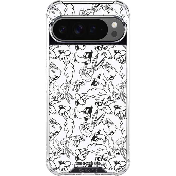 Looney Tunes Looney Squad Black and White Grid Google Pixel 10 Pro Clear Case