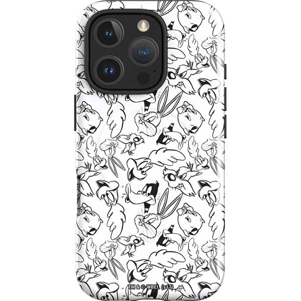 Looney Tunes Looney Squad Black and White Grid iPhone 16 Pro Magsafe Impact Case