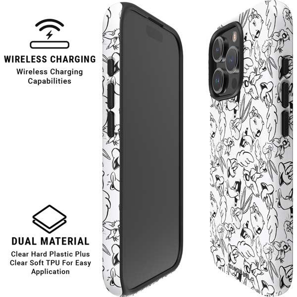 Looney Tunes Looney Squad Black and White Grid iPhone 16 Pro Magsafe Impact Case