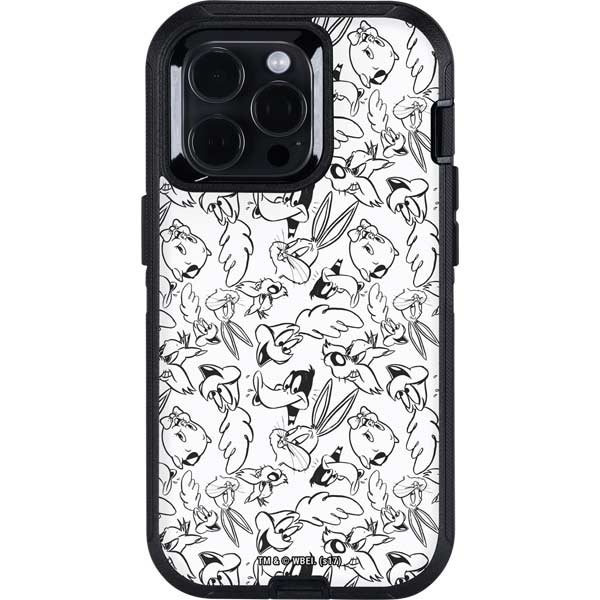 Looney Tunes Looney Squad Black and White Grid Otterbox Defender iPhone Skin