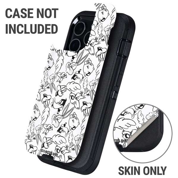 Looney Tunes Looney Squad Black and White Grid Otterbox Defender iPhone Skin