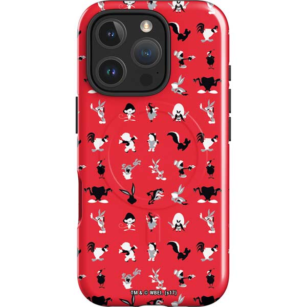 Looney Tunes Identity Red Pattern iPhone 16 Pro Max Magsafe Impact Case