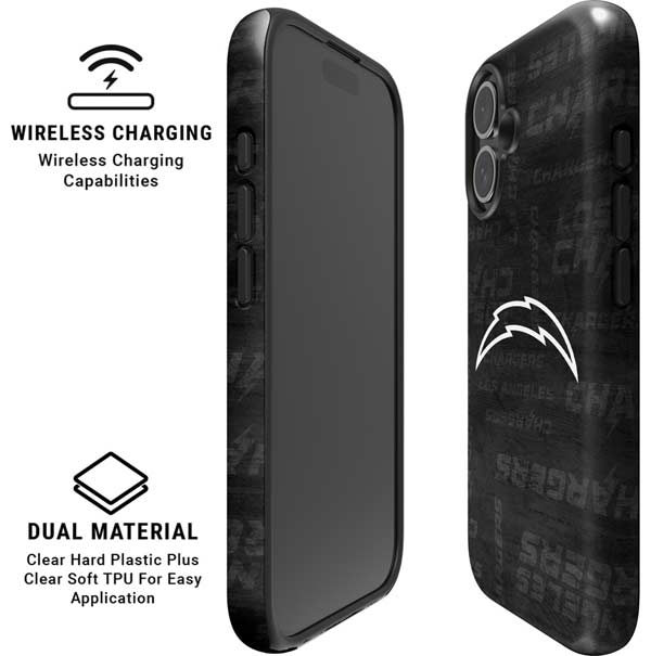 NFL Los Angeles Chargers Black & White iPhone 16 Magsafe Impact Case