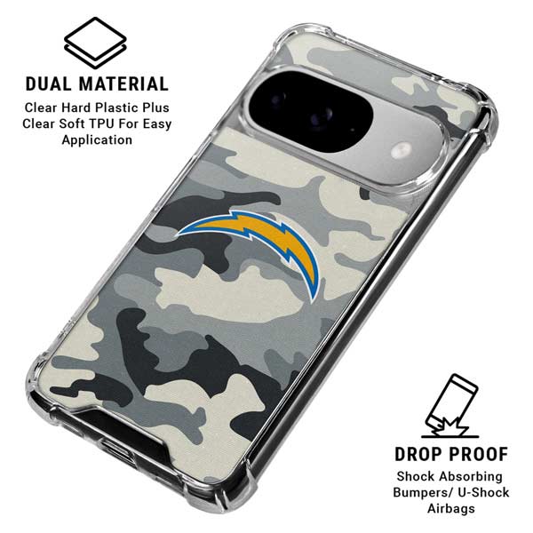 NFL Los Angeles Chargers Camo Google Pixel 10 Clear Case