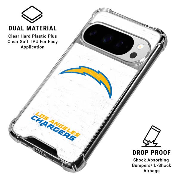 NFL Los Angeles Chargers Distressed Google Pixel 10 Pro Clear Case