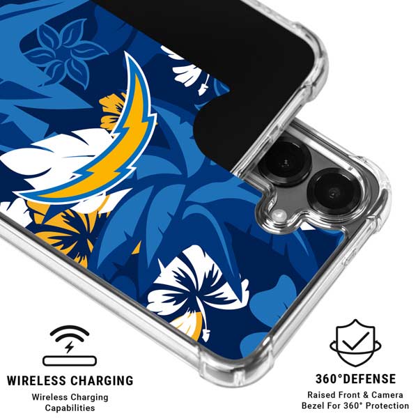 NFL Los Angeles Chargers Tropical Print Galaxy S26 Clear Case