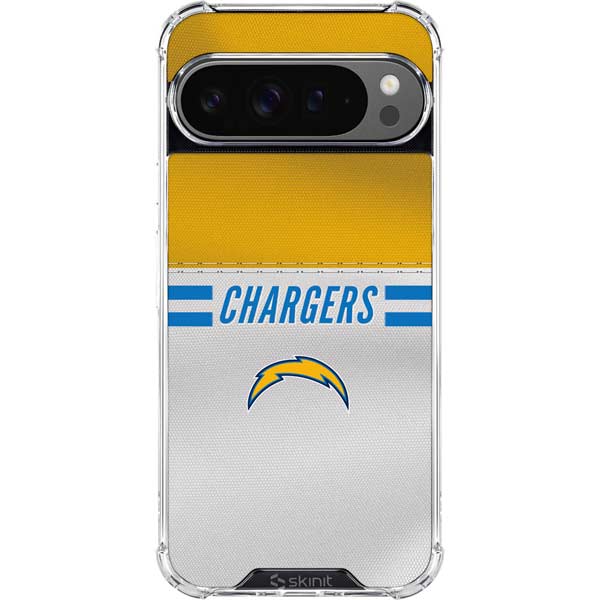 NFL Los Angeles Chargers White Striped Google Pixel 10 Pro XL Clear Case