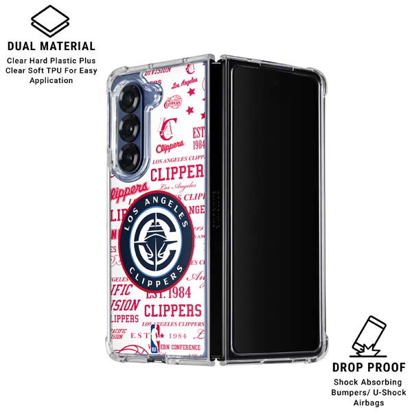 NBA Los Angeles Clippers Blast Logos Galaxy Z Fold7 Clear Case