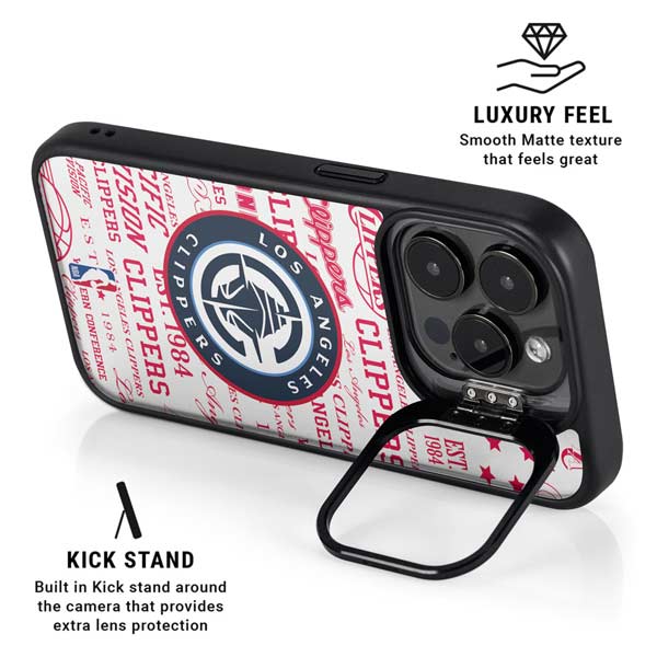 NBA Los Angeles Clippers Blast Logos iPhone 14 Pro Kickstand Case
