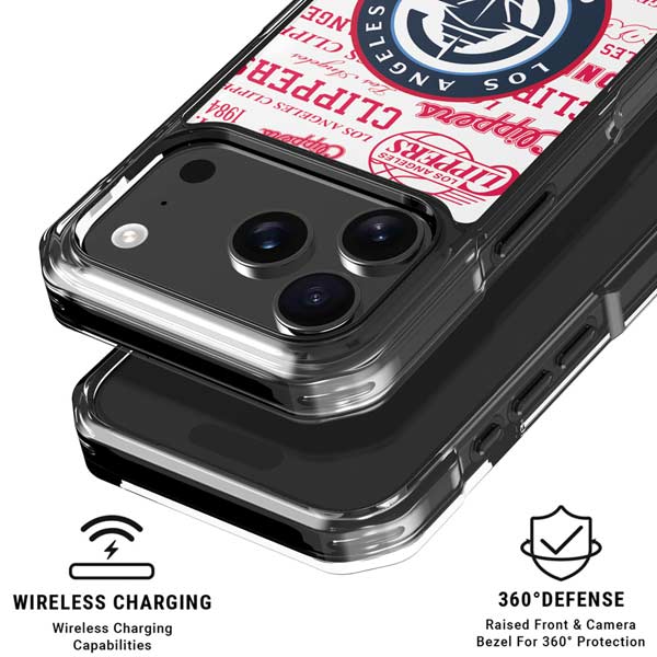 NBA Los Angeles Clippers Blast Logos iPhone 17 Pro Clear Case