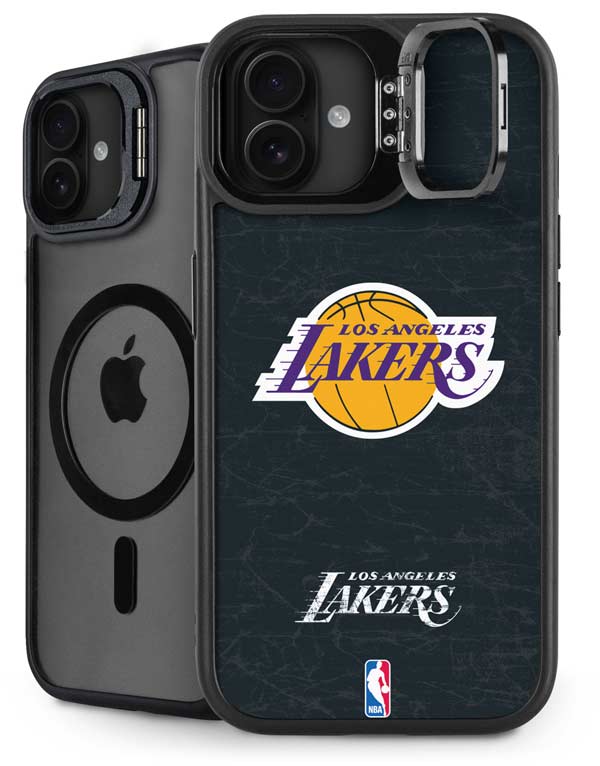 NBA Los Angeles Lakers Black Primary Logo iPhone 16 Kickstand Case