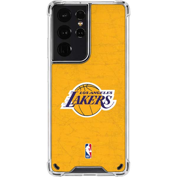 NBA Los Angeles Lakers Distressed Galaxy S21 Ultra 5G Clear Case