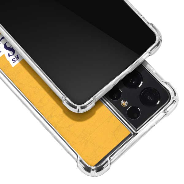 NBA Los Angeles Lakers Distressed Galaxy S21 Ultra 5G Clear Case