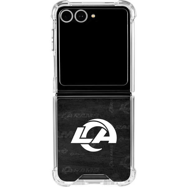 NFL Los Angeles Rams Black & White Galaxy Z Flip7 Clear Case