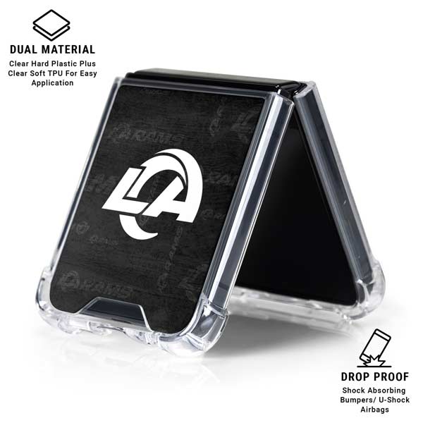 NFL Los Angeles Rams Black & White Galaxy Z Flip7 Clear Case