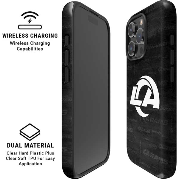NFL Los Angeles Rams Black & White iPhone 16 Pro Magsafe Impact Case