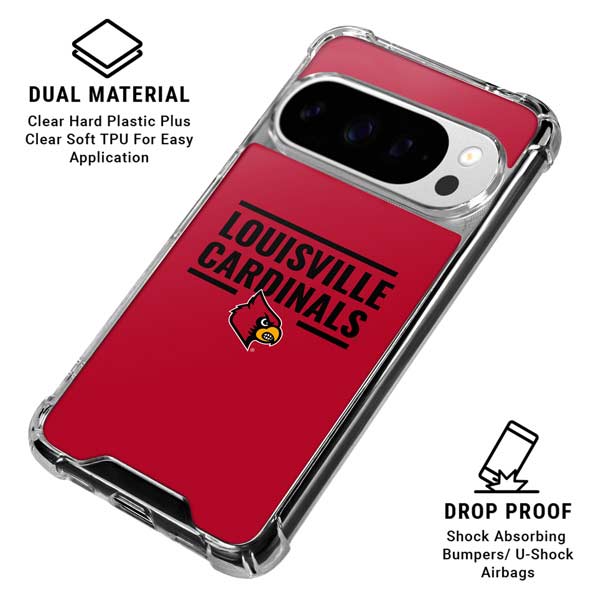 University of Louisville Cardinals Striped Google Pixel 10 Pro XL Clear Case