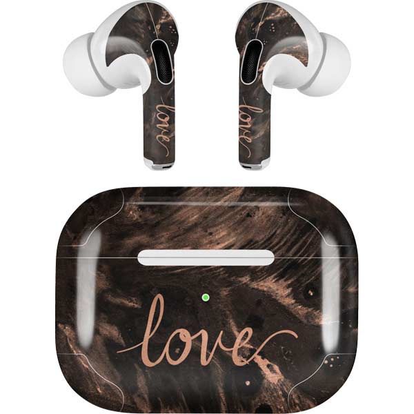 Love Rose Gold Black AirPods Skins