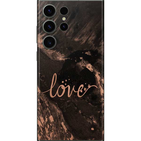 Love Rose Gold Black Galaxy Skins
