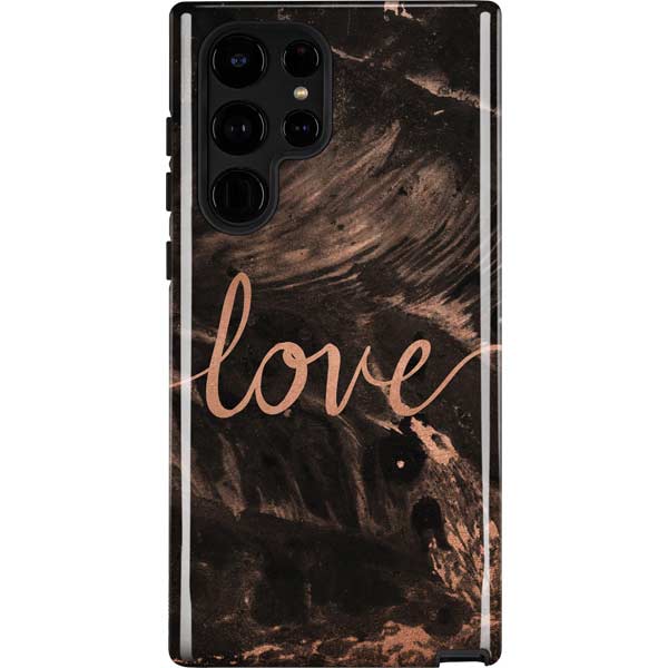 Love Rose Gold Black Galaxy Cases