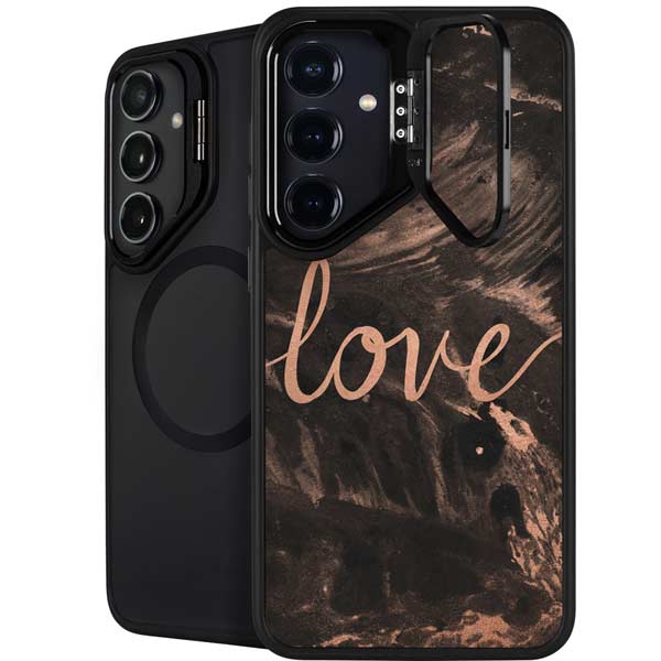 Love Rose Gold Black Galaxy S26 Plus Kickstand Case