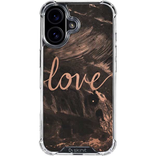 Love Rose Gold Black iPhone 17 Clear Case