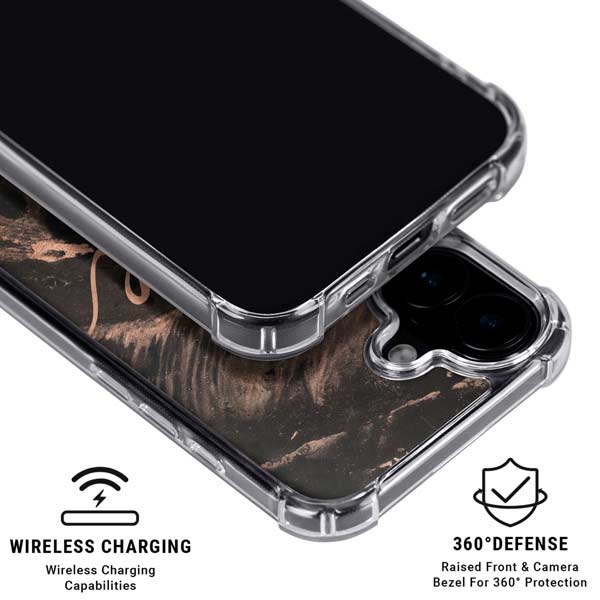 Love Rose Gold Black iPhone 17 Clear Case
