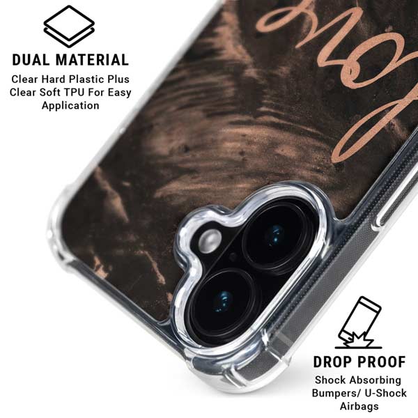 Love Rose Gold Black iPhone 17 Clear Case