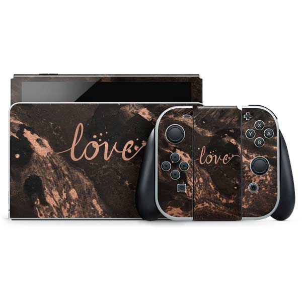 Love Rose Gold Black Nintendo Skins